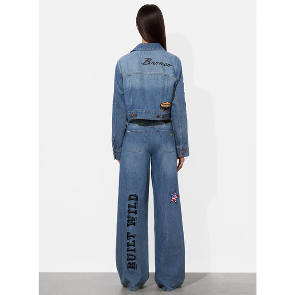 Alice + Olivia X BRONCO JEFF DENIM JACKET M - Picture 3 of 14